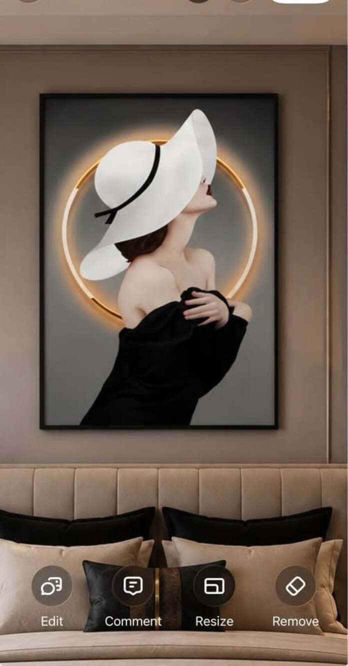 20” × 30” Modern Fashion Lady Framed Wall Art – Brand New | Minimalist Black & W